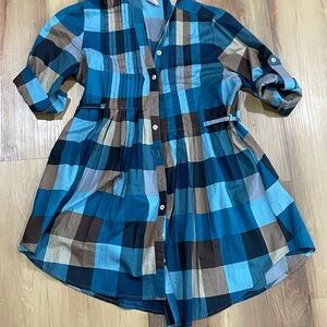 Fire Los Angeles Blue and Brown Plaid Shirt